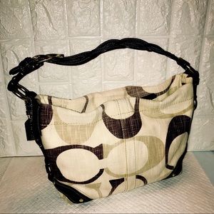 Coach - Beige/Brown Medium Sized Nylon/Knit Shoulder Bag